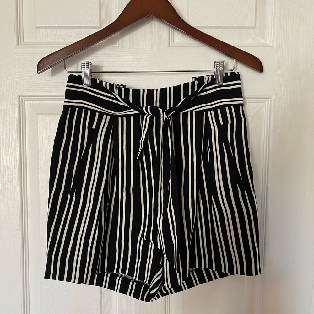 Black and white striped shorts